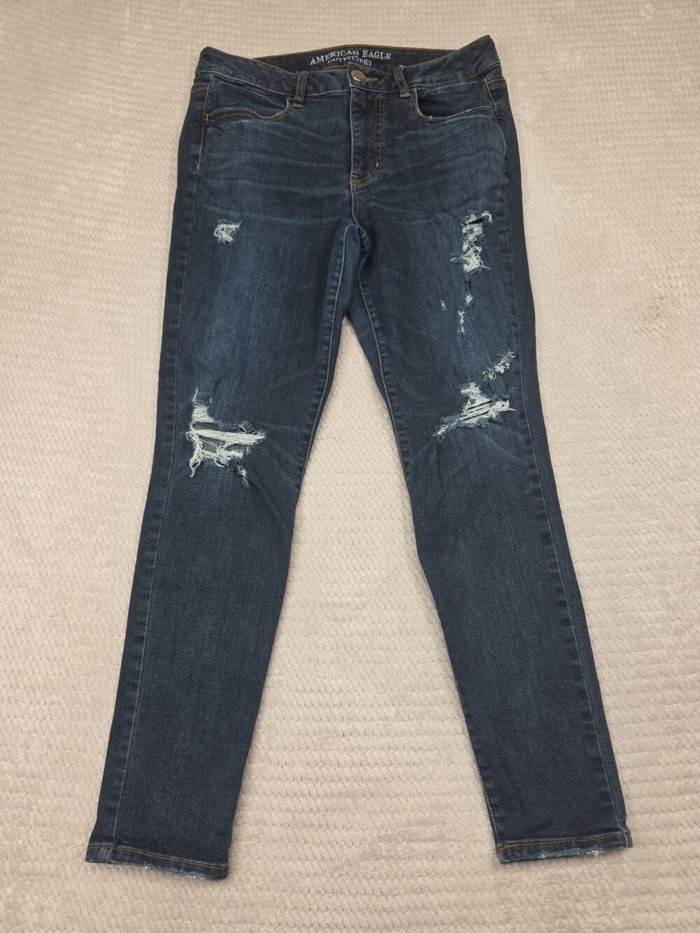 American Eagle Jeans Womens 12 Regular Hi Rise Jegging Super Stretch Distressed